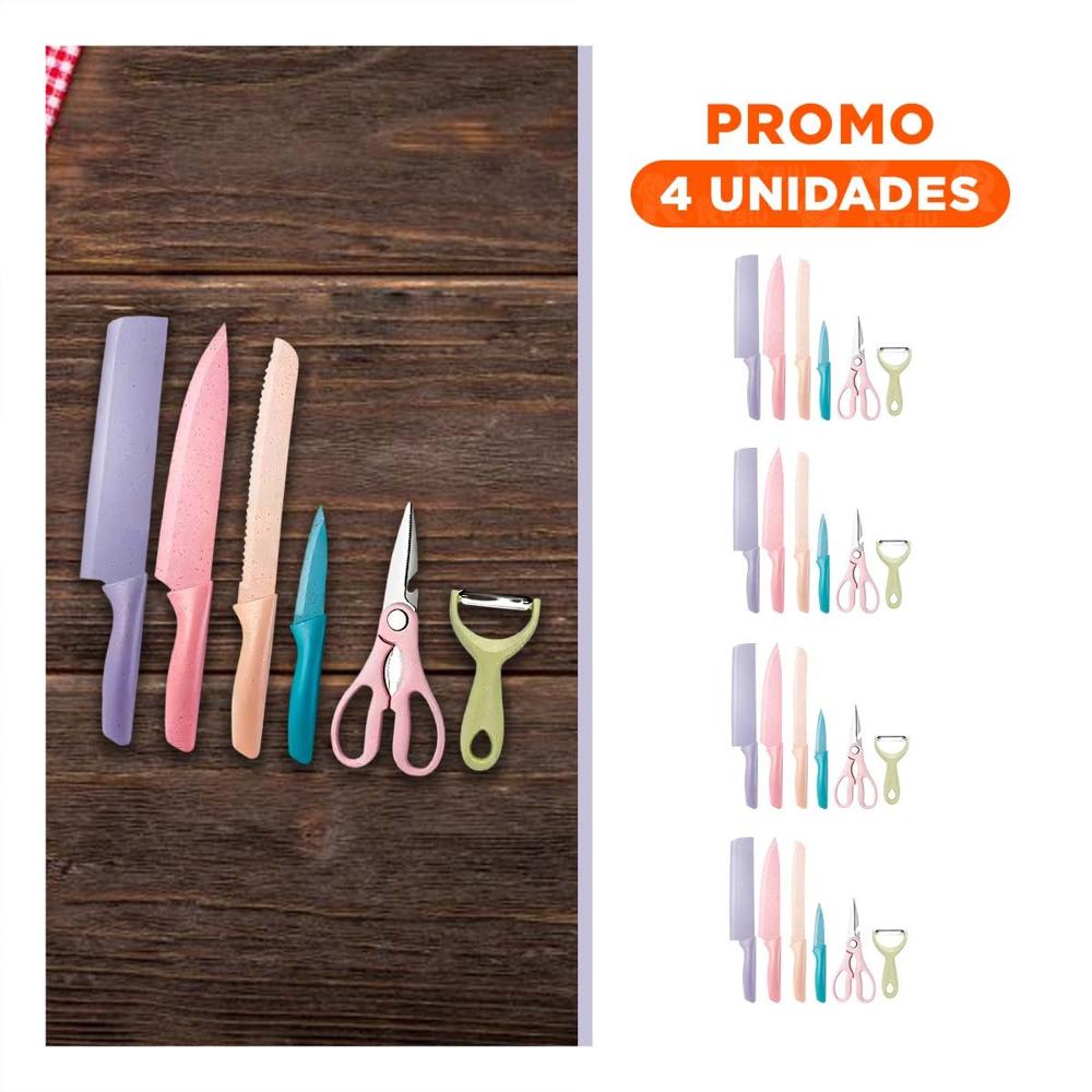 Pack4 Coleccion Completa de Cuchillos 6 Piezas de Colores
