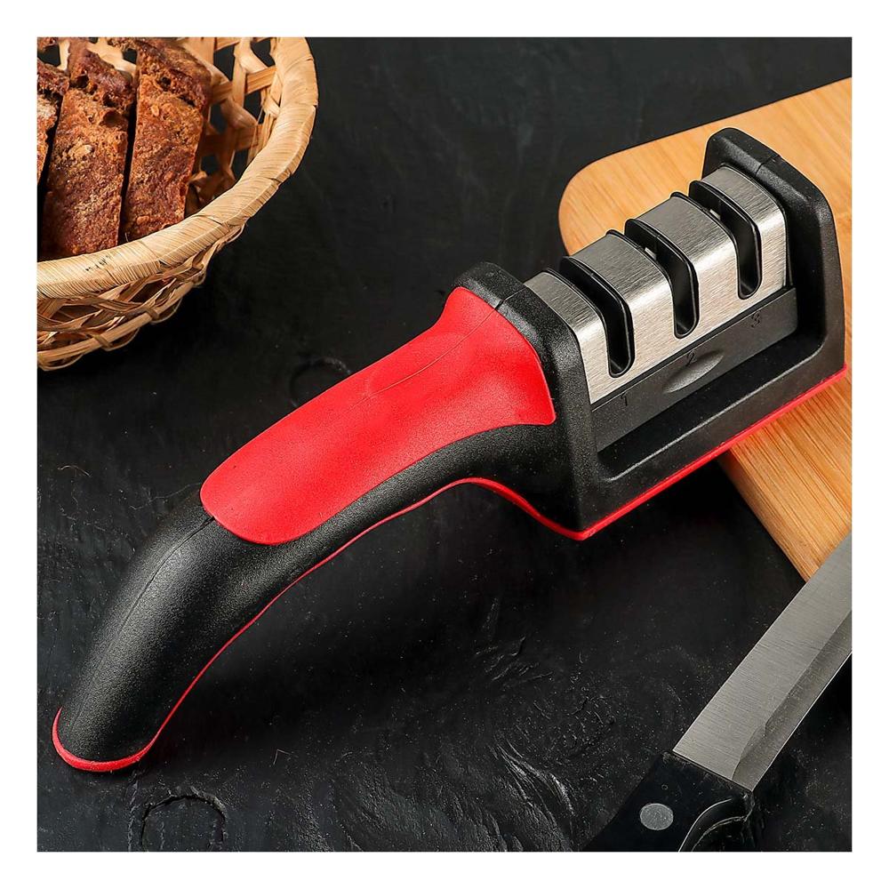 Afilador Profesional 3 Tiempos Mango Plastico Rojo Negro Duradero Y Papel Regalo