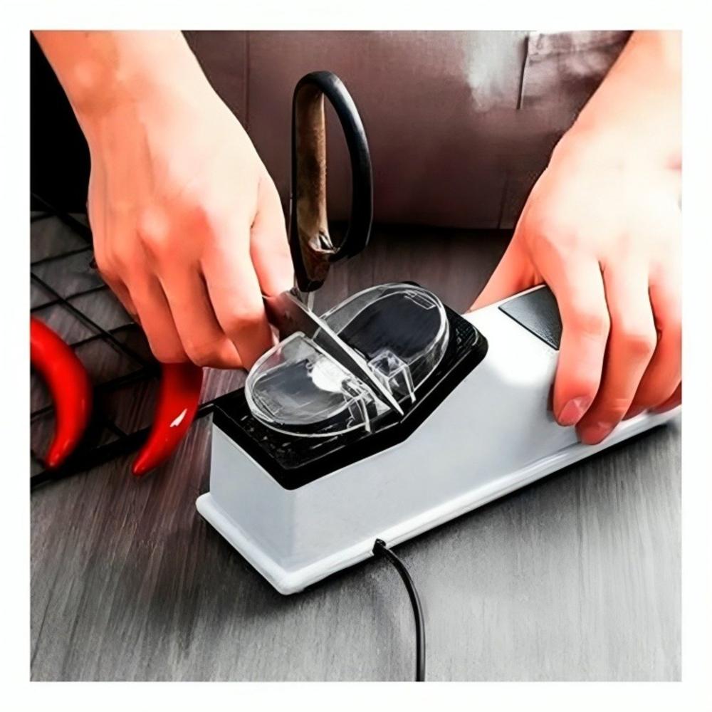 Afilador Electrico De Cuchillo Multifuncion 3 Niveles Mango Plastico Rojo Negro Y Papel Regalo
