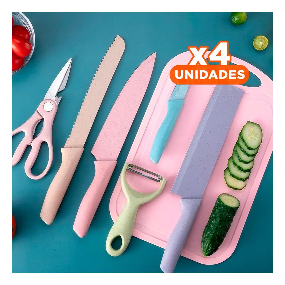 Pack4 Set de Corte 6 Piezas de Colores para Cocina YRegalo Sticker