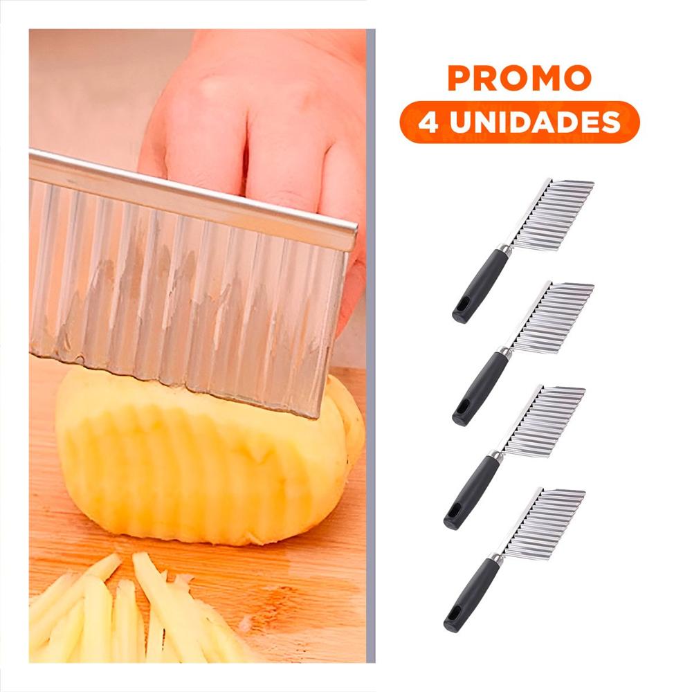 Pack4 Cortador de Papas Ondas con Diseño Ergonomico en su Casa Real