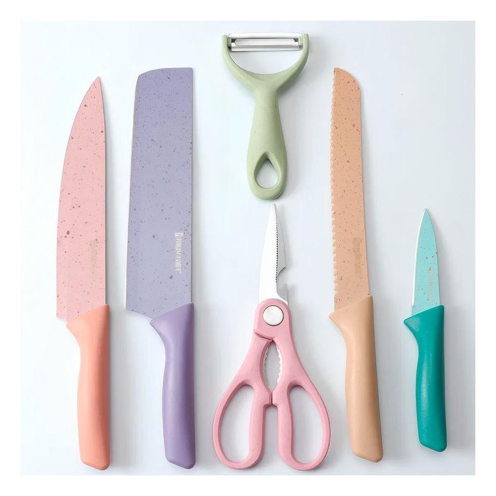 Combo de Cuchillos 6 Piezas de Colores para Uso Diario en Cocina Ynotas