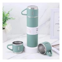 Botella Termica Individual con Dos Tazas para Bebidas Calientes Verde