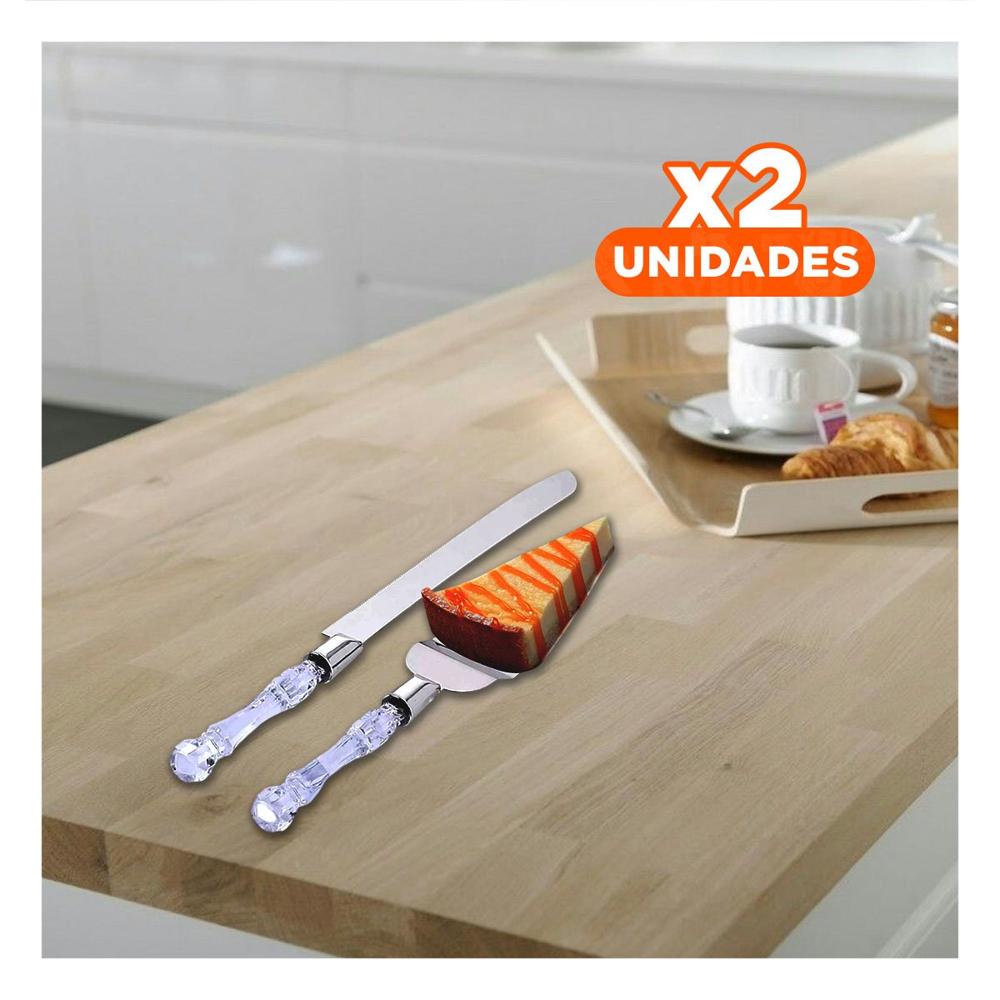 Pack2 Juego de Cocina para Pastel con Espatula Plateado YPapel Regalo