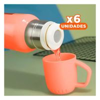 Pack6 Vaso Moderno 500 ml con 3 Tazas Naranja para Estilo Ejecutivo Y Papel Regalo