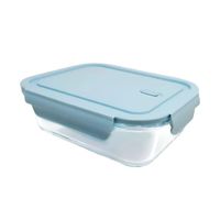 Contenedor de vidrio 410 ml con tapa chico celeste para refrigeradora Y Regalo Sticker