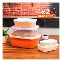 Pack2 Envases Plasticos Rectangulares 5 Piezas en Tonos Pastel YPapel Regalo