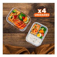 Pack4 Contenedor de Cocina en Vidrio Rosado con 3 Divisiones YRegalo Sticker