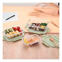Caja de Vidrio 1040 ml con Tapa Verde para Organizar Cocina Y notas