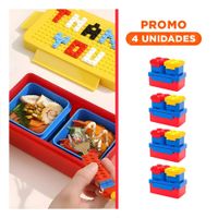 Pack4 Kit para Infantes en Varios Colores con 3 Taperes de Plastico para Escuela