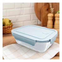Recipiente de vidrio 410 ml con tapa chico celeste para cocina hogar