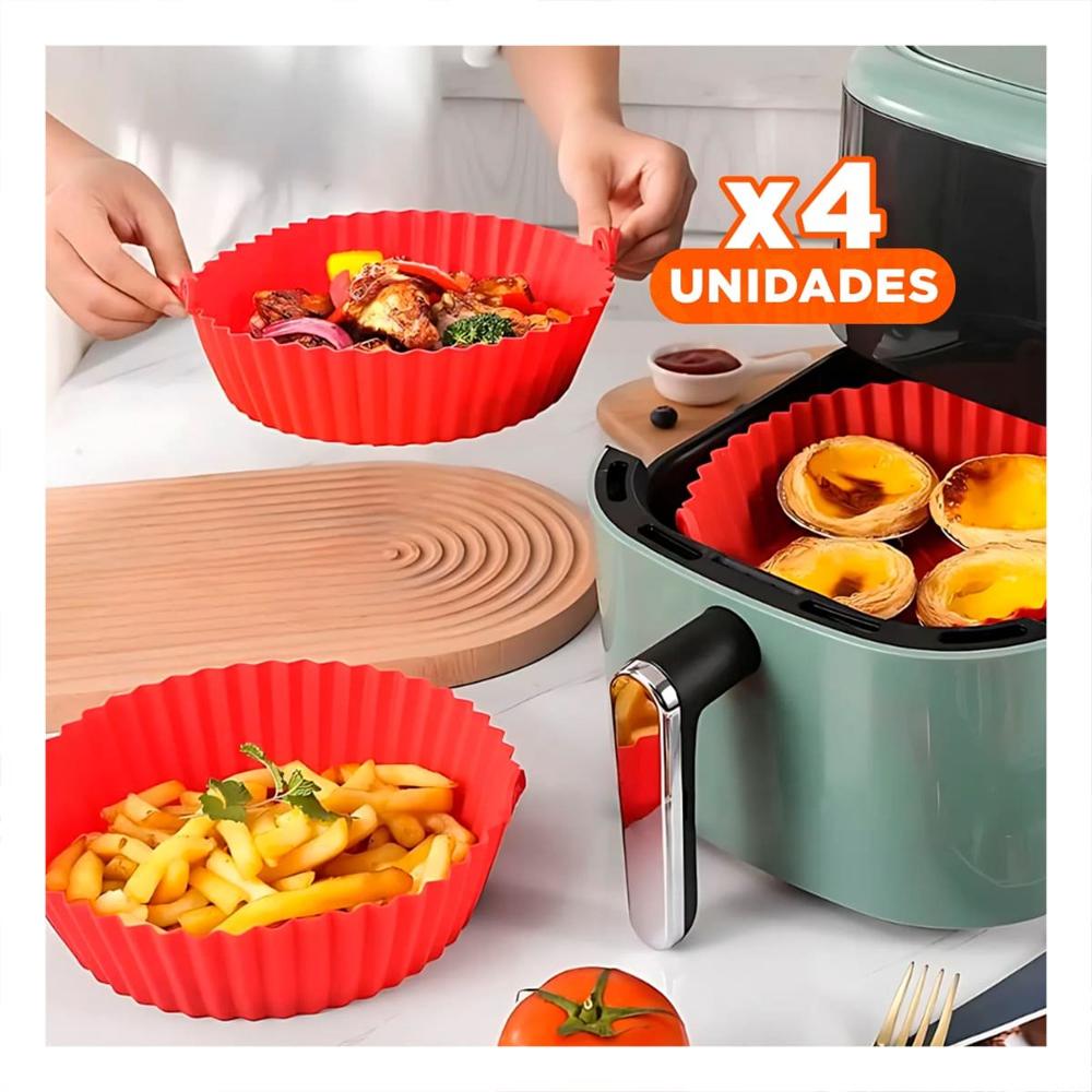 Pack4 Bandeja para Freidora de Aire con Silicona Flexible en Set de 2 YRegalo Sticker