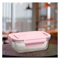 Recipiente de Vidrio 1040 ml con Tapa Rosado para Cocina y Hogar Seguro