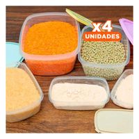 Pack4 Tapas Rectangulares con Recipientes 5 Piezas en Colores Pastel YPapel Regalo