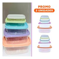 Pack2 Contenedores Plasticos Rectangulares 5 Piezas en Colores Pastel YRegalo Sticker