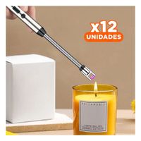 Pack12 Encendedor Moderno Recargable Plateado para Cocina Y Papel Regalo