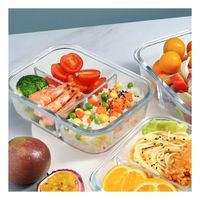 Recipiente de Vidrio Verde con 3 Divisiones para Alimentos en Cocina