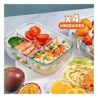 Pack4 Contenedor de Cocina en Vidrio Verde con 3 Divisiones Seguras YRegalo Sticker