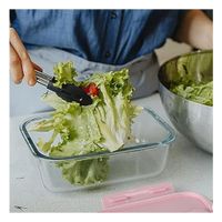 Deposito de vidrio 410 ml con tapa practica chico rosado para cocina Y notas