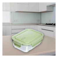 Recipiente de vidrio 410 ml con tapa verde chico hogar practico cocina a