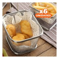 Pack6 Cestillo para Papas Fritas Plateado 13x8x8 cm Servicio de Mesa