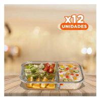 Pack12 Recipiente de Vidrio Rosado para Almuerzo con 3 Divisiones YRegalo Sticker