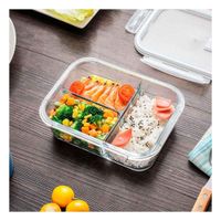 Envase de Vidrio Verde con 3 Divisiones para Guardar Comida en Hogar YPapel Regalo