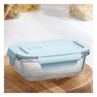 Hermetico de vidrio 410 ml con tapa chico celeste para alimentos frescos Y notas