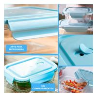 Deposito de Vidrio 1040 ml con Tapa Celeste Hermetica para Cocina Y Ligas Regalo