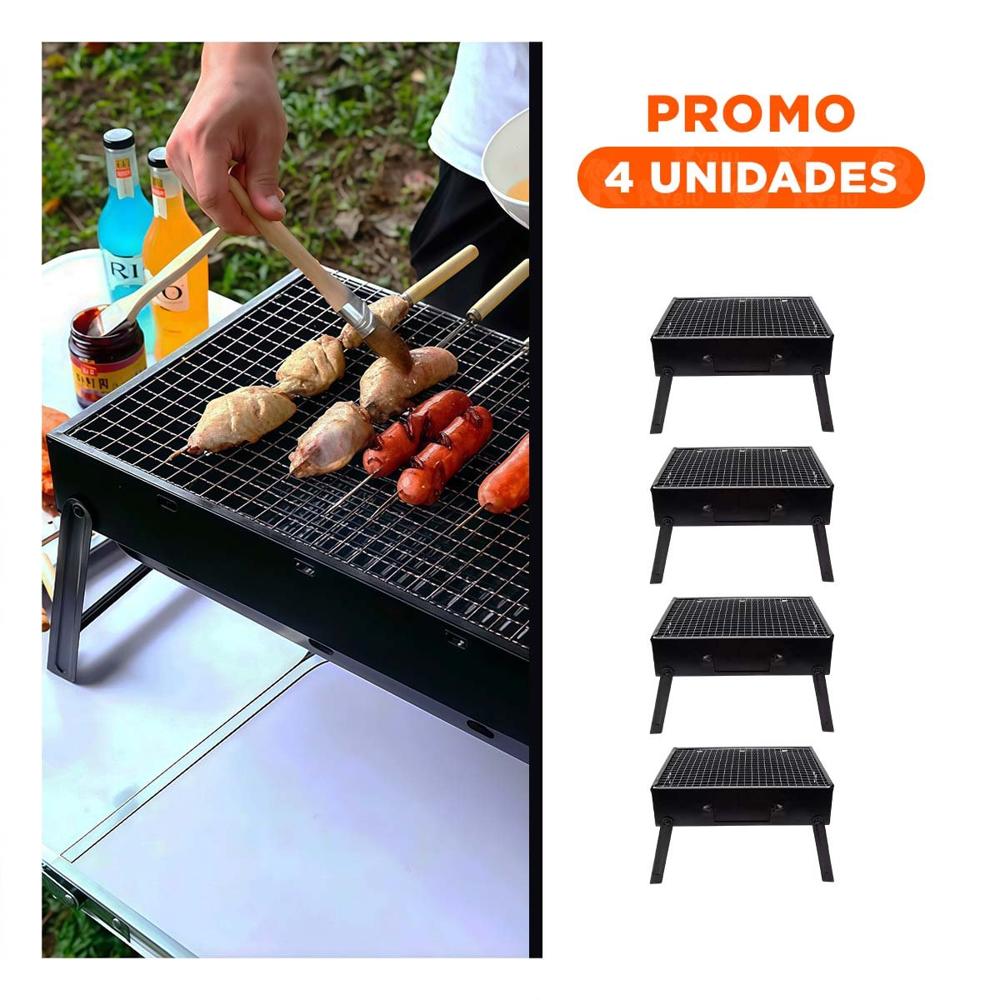 Pack4 Brasero Compacto a Carbon en Metal en Color Portatil para Terraza