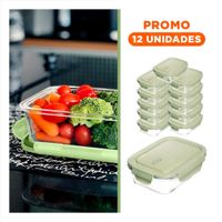 Pack12 Envase de Vidrio 1040 ml con Tapa Verde para Conservacion de Alimentos