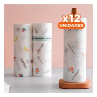 Pack12 Paquete de Papel Toalla con Dibujos Color Blanco en Doble Capa Practica YRegalo Sticker