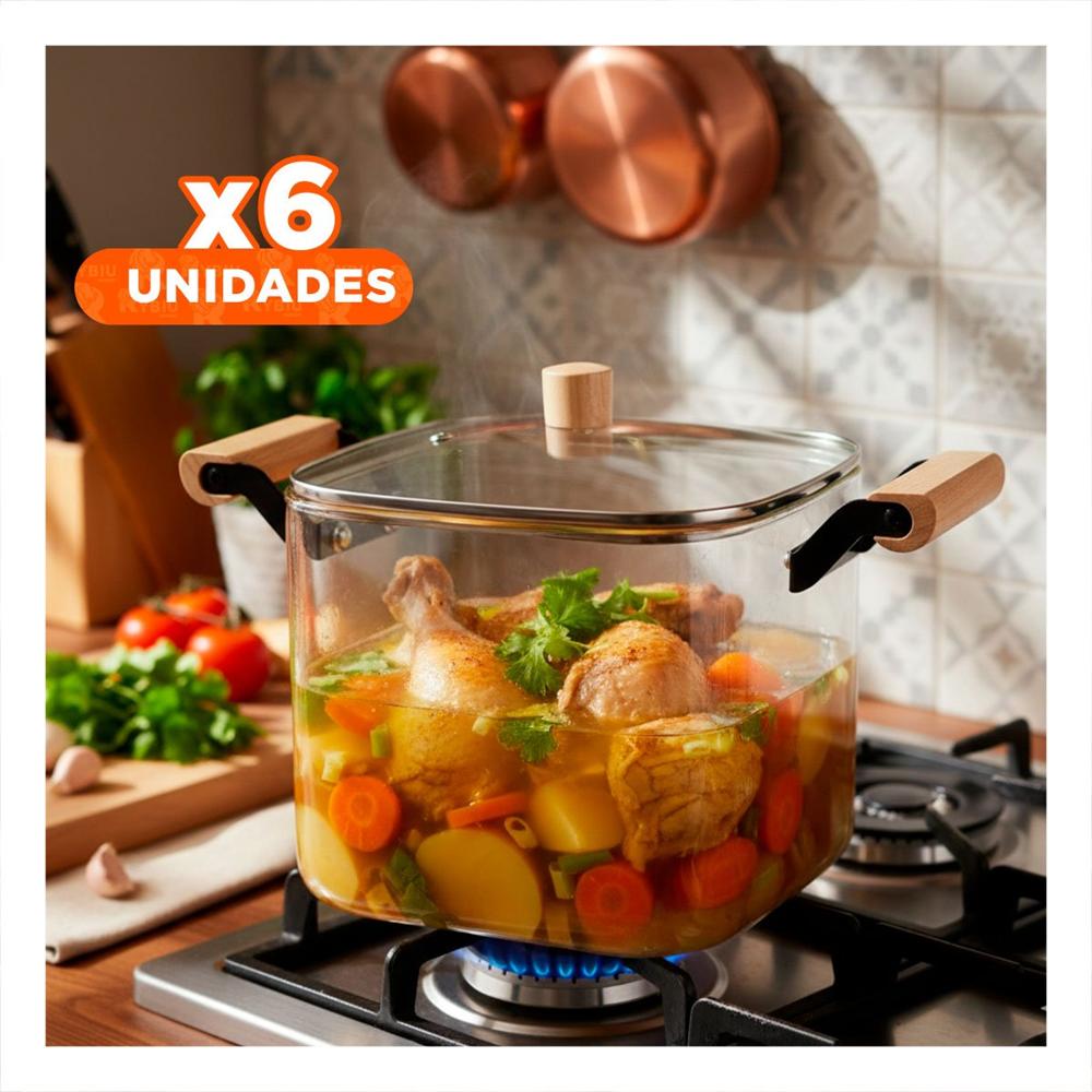 Pack6 Vasija Transparente Moderna para Cocina Familiar 5500ml