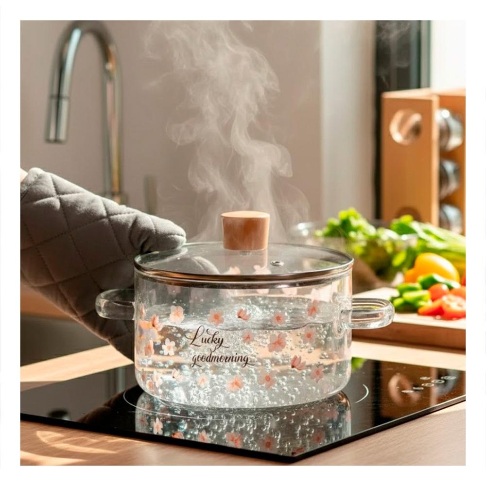 Cacerola para Cocina Moderna con Asa Ergonomica 1.8L Transparente YPapel Regalo
