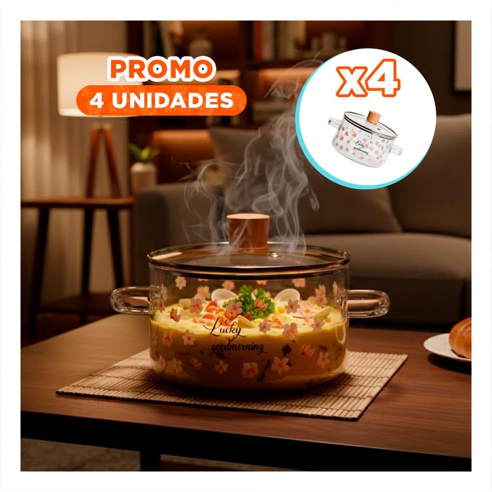 Pack4 Vasija de Cocina 1.8L con Tapa Ajustada y Asa Ergonomica Transparente YRegalo Sticker