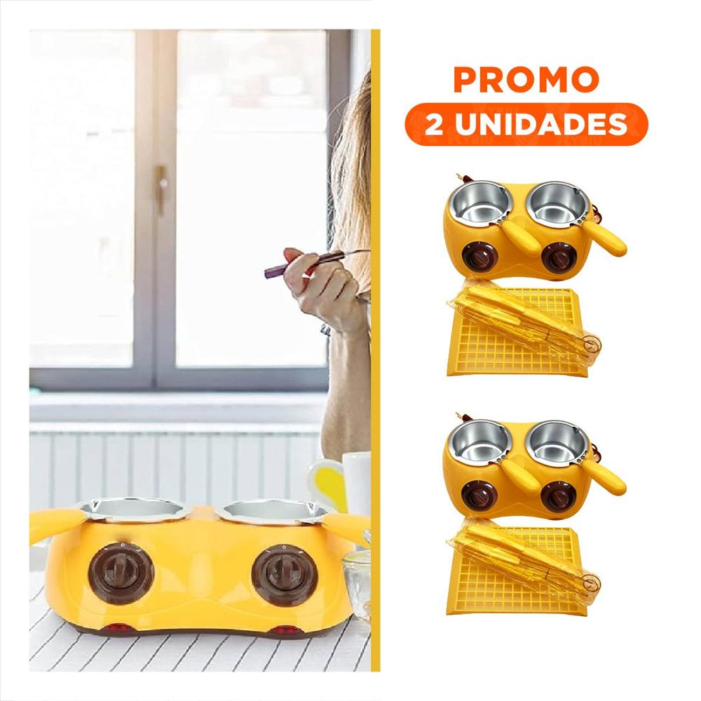 Pack2 Olla para Bebidas Calientes Doble con Accesorios Amarillo Y Regalo Sticker