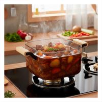 Olla de Cocina en Vidrio con Tapa y Mango de Madera 3500ml Transparente YPapel Regalo
