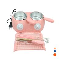 Caldero chocolatero doble con accesorios en color rosado para cocina Y Regalo Sticker