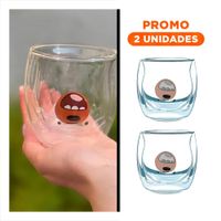 Pack2 Jarro de Vidrio Borosilicato Transparente con Oso Pardo con Doble Capa Y Regalo Sticker