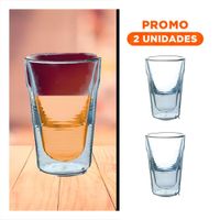Pack2 Jarro 260ml de Vidrio Borosilicato Transparente con Doble Capa Elegante Y Regalo Sticker