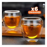 Pack6 Decoracion Vaso Doble Capa 460 ml Transparente Detalle Blanco Casa