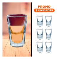 Pack6 Taza Doble Capa en Vidrio Borosilicato Transparente con Capacidad 260ml Y Regalo Sticker