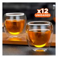 Pack12 Elegante Vaso Doble Capa 460 ml Transparente Decoracion Hogar Y Papel Regalo
