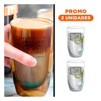 Pack2 Copa de Vidrio Transparente 450 ML con Doble Capa para Frappuccino Y Regalo Sticker