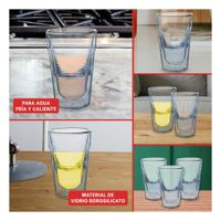 Vaso Doble Capa 260ml con Cuerpo de Vidrio Borosilicato Transparente Y Ligas Regalo