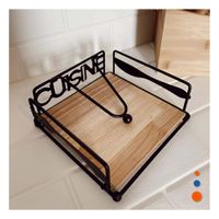 Accesorio para Servilletas de Madera y Acero Negro para Comedor Y notas