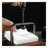 Servilletero de Color Negro Vertical con Base Madera y Brazo Dispensador Y Papel Regalo
