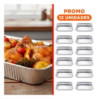 Pack12 Bandeja de Aluminio Descartable 55x35 cm Plateado para Cocina Hogar