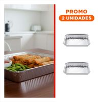 Pack2 Molde metalico descartable 55x35cm plateado para presentar alimentos Y Regalo Sticker