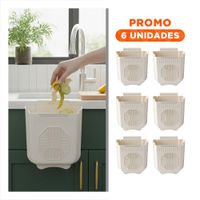 Pack6 Contenedor Plegable Puerta 22x21x12cm Plomo y Crema para Lavadero